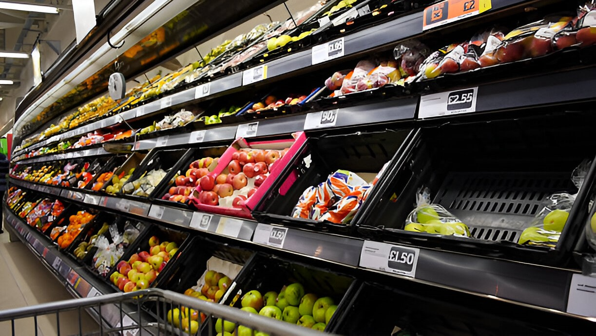 items of food displayed at a UK grocery store